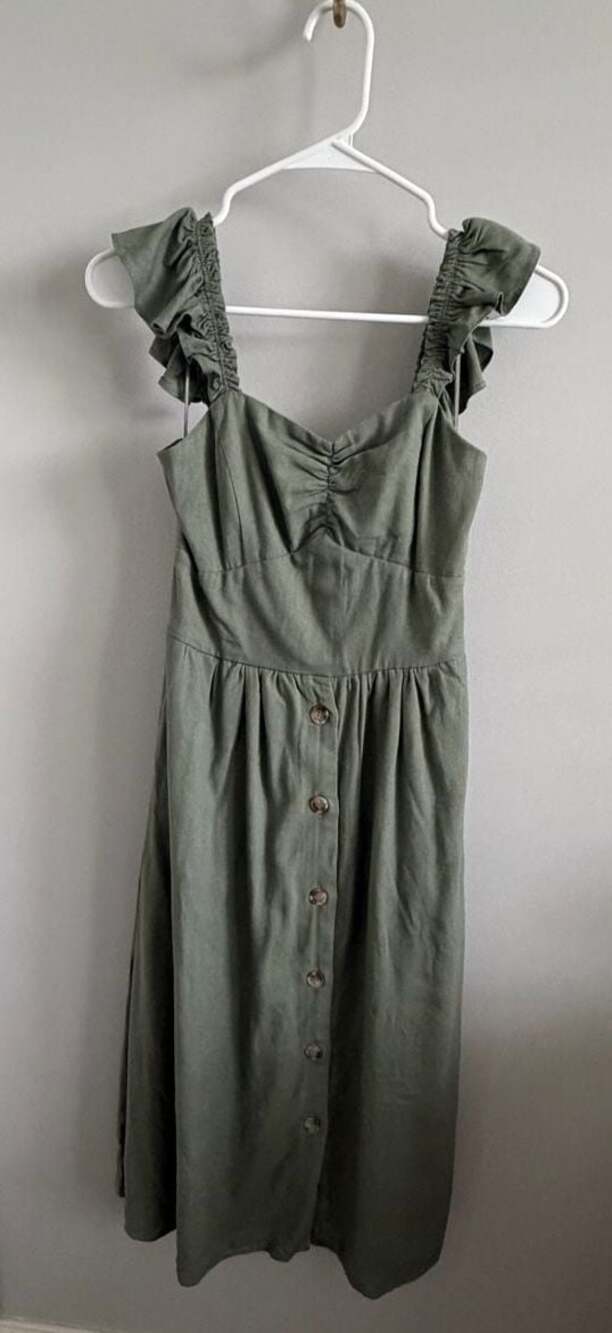 Darling Green Ruffle Strap  Midi Dress Size XS